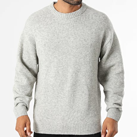 JJ Rebel - Pull En Maille Sonar Gris Clair Chiné