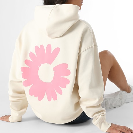 Luxury Lovers - Sweat Capuche Relaxed Femme Flower Beige Rose