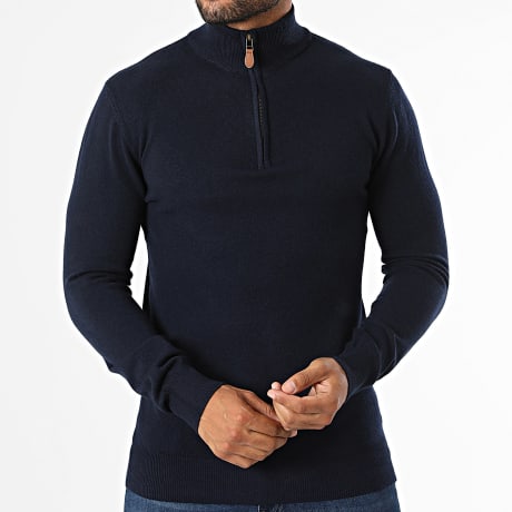 MTX - Pull Col Montant Zippé 006 Bleu Marine Foncé