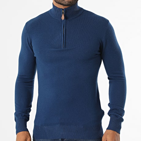 MTX - Pull Col Montant Zippé 006 Bleu Marine