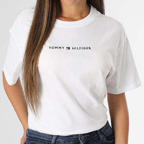 Tommy Hilfiger - Tee Shirt Femme Logo 6616 Blanc