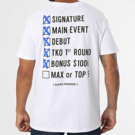 Super Prodige - Tee Shirt Oversize Bucket List Blanc Bleu