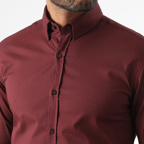 LBO - Slim Fit Camisa de Manga Larga 401 Burdeos