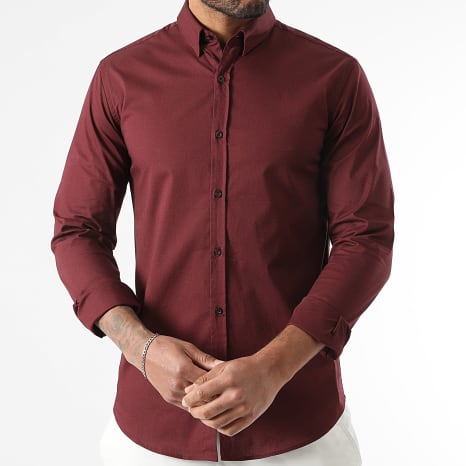 LBO - Slim Fit Camisa de Manga Larga 401 Burdeos