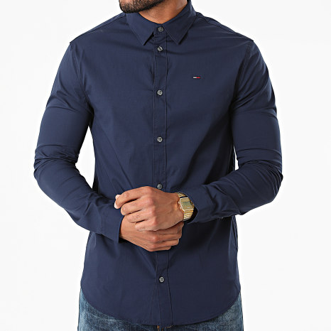 Tommy Jeans - TJM Original Stretch 4405 Camisa azul marino de manga larga