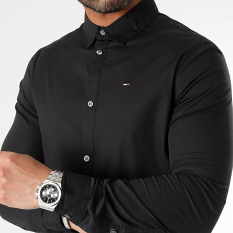Tommy Jeans - TJM Original Stretch 4405 Camisa de manga larga Negra
