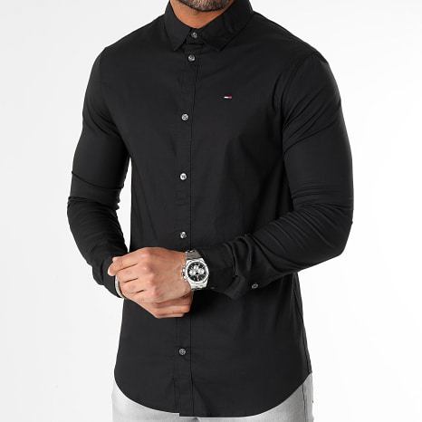 Tommy Jeans - TJM Original Stretch 4405 Camisa de manga larga Negra