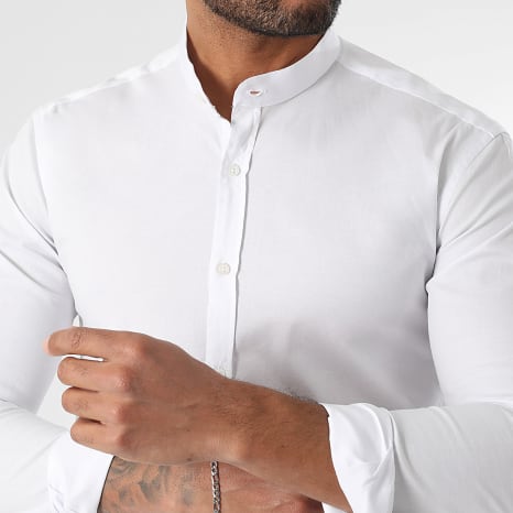 LBO - Camisa Manga Larga Slim Fit Cuello Mao 404 Blanco