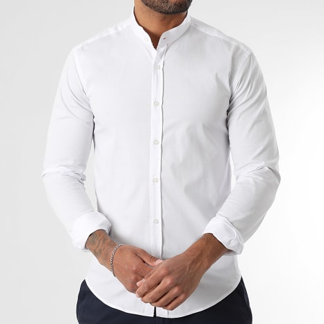 LBO - Camisa Manga Larga Slim Fit Cuello Mao 404 Blanco