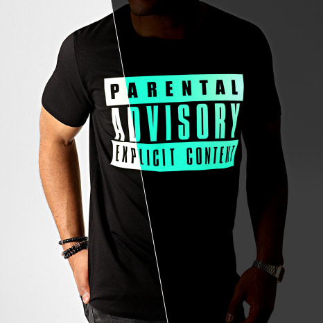 Parental Advisory - Tee Shirt Glow In The Dark Noir