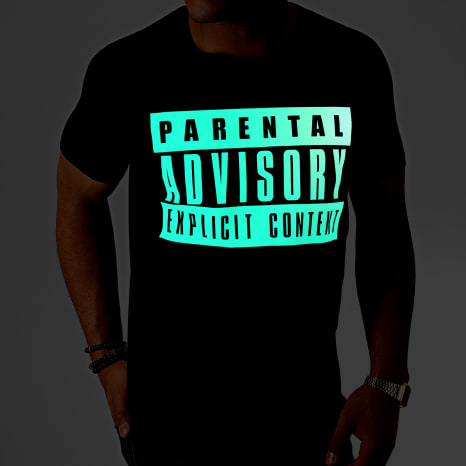 Parental Advisory - Tee Shirt Glow In The Dark Noir