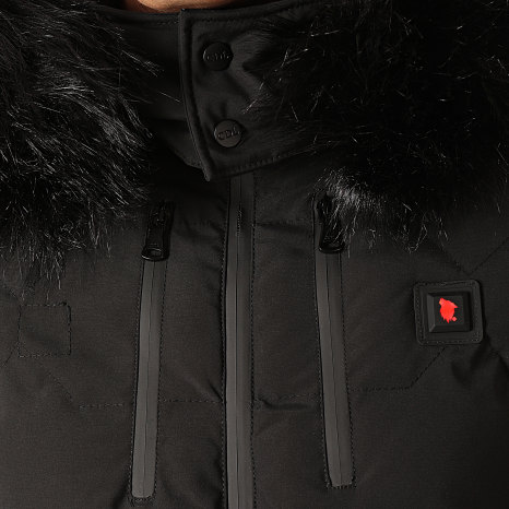 Comme Des Loups - Doudoune Chauffante Capuche Fourrure Val D'Isère Noir