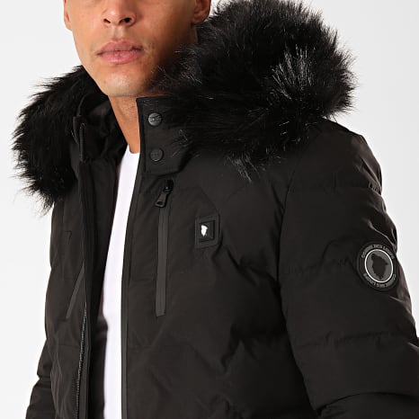 Comme Des Loups - Doudoune Chauffante Capuche Fourrure Val D'Isère Noir