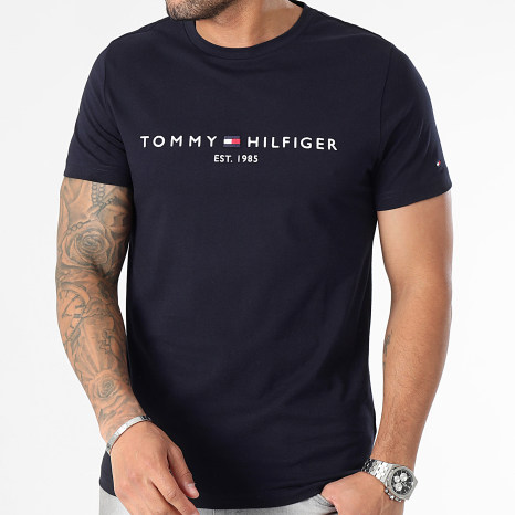 Tommy Hilfiger - Tee Shirt Slim Core Tommy Logo 1465 Bleu Marine