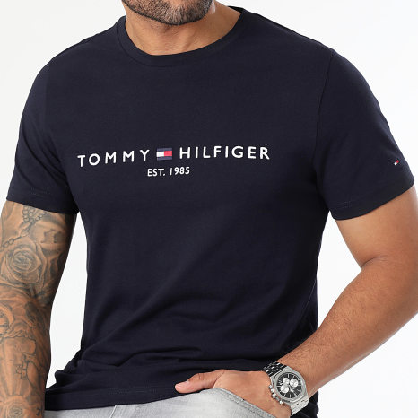 Tommy Hilfiger - Tee Shirt Slim Core Tommy Logo 1465 Bleu Marine