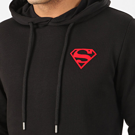 Superman - Vilt Superman Logo Hoodie Zwart Rood