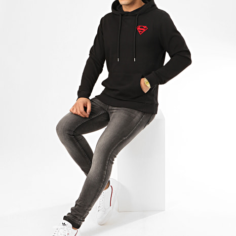 Superman - Vilt Superman Logo Hoodie Zwart Rood