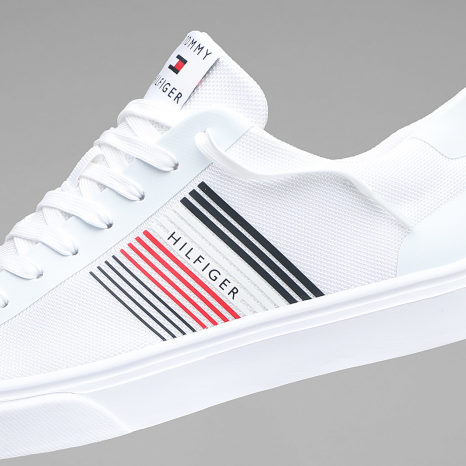 Tommy Hilfiger - Baskets Lightweight Stripes Knit 2836 Blanc