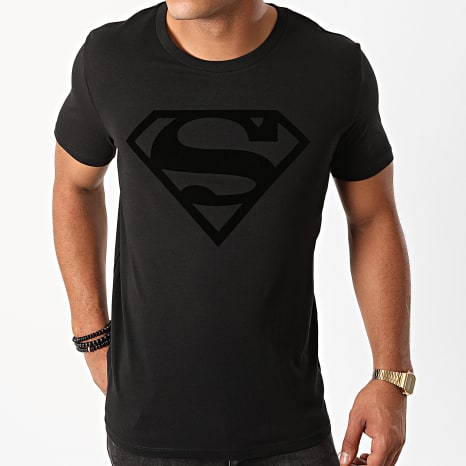Warner - Camiseta Terciopelo Logo Superman Negro Negro