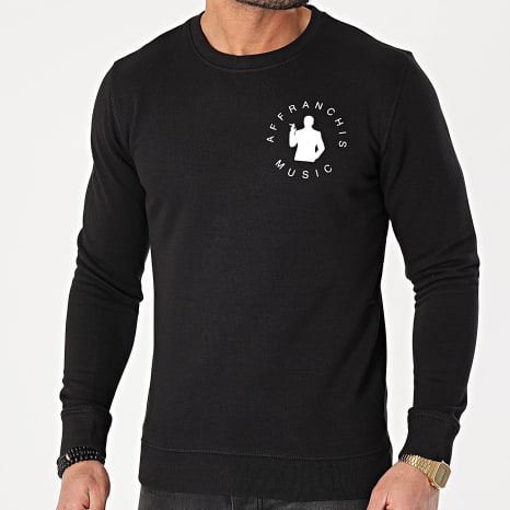Fianso - Sudadera de cuello redondo con silueta en la espalda Negro