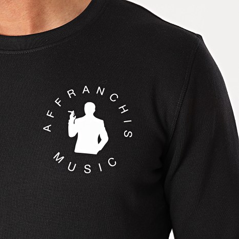 Fianso - Sudadera de cuello redondo con silueta en la espalda Negro