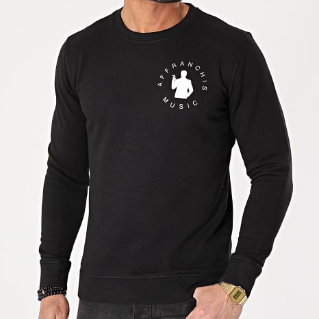 Fianso - Sudadera de cuello redondo con silueta en la espalda Negro