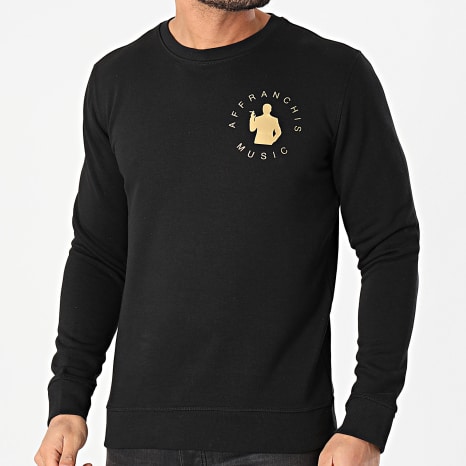 Fianso - Sudadera de cuello redondo con espalda silueta negro dorado