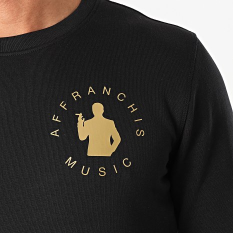 Fianso - Sudadera de cuello redondo con espalda silueta negro dorado