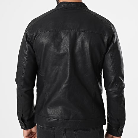 Jack And Jones - Veste Biker Simili Cuir Warner Noir