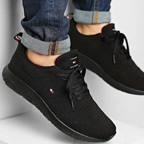 Tommy Hilfiger - Baskets Corporate Knit Rib Runner 2838 Noir