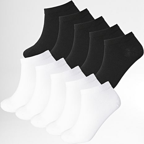 LBO - Set van 10 paar korte sokken 0011 Zwart Wit