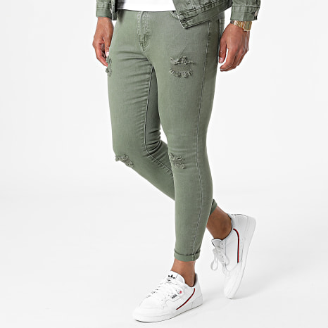 Frilivin - Conjunto super slim de chaqueta y vaqueros verde caqui