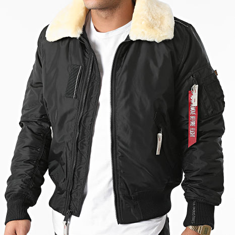 Alpha Industries - Bomber Kraag Schaap Injector III 143104 Zwart Beige