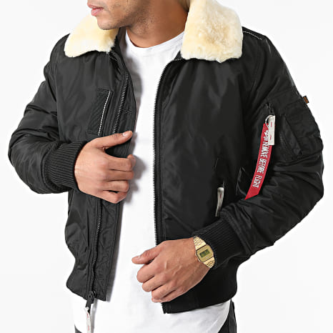 Alpha Industries - Bomber Kraag Schaap Injector III 143104 Zwart Beige