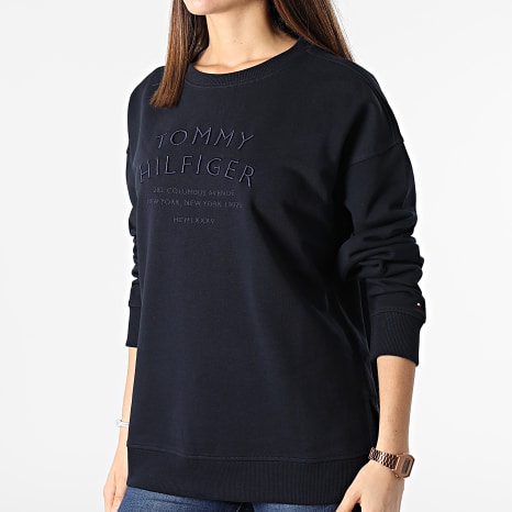 Tommy Hilfiger - Sudadera Relaxed Text Cuello Redondo Mujer 4270 Azul Marino