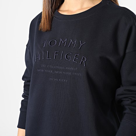 Tommy Hilfiger - Sudadera Relaxed Text Cuello Redondo Mujer 4270 Azul Marino