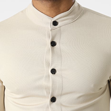 Frilivin - Camisa de manga larga beige oscuro