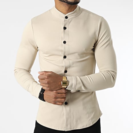 Frilivin - Camisa de manga larga beige oscuro
