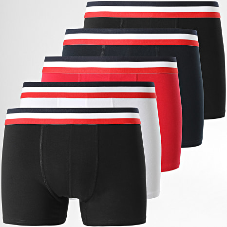 LBO - Pack De 5 Boxers 2448 Negro Blanco Rojo Azul Marino