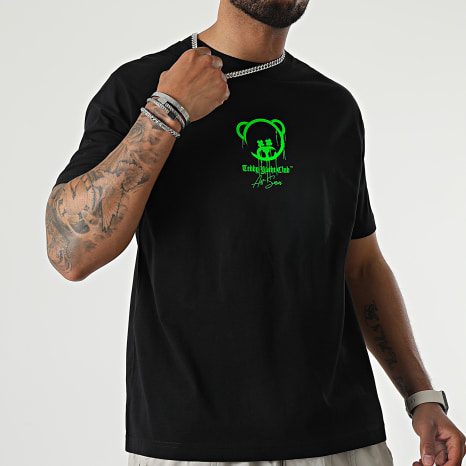 Teddy Yacht Club - Tee Shirt Oversize Large Art Series Marker Black Green Fluo