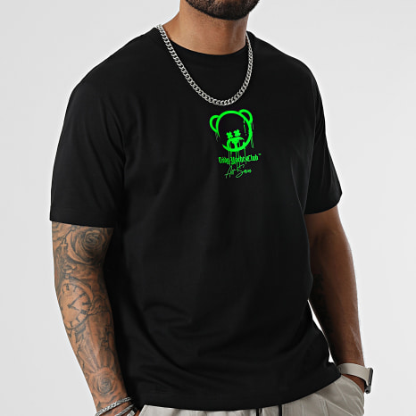 Teddy Yacht Club - Tee Shirt Oversize Large Art Series Marker Black Green Fluo