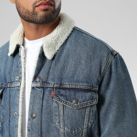 Levi's - Chaqueta vaquera Sherpa Trucker III Cuello 16365 Azul Denim