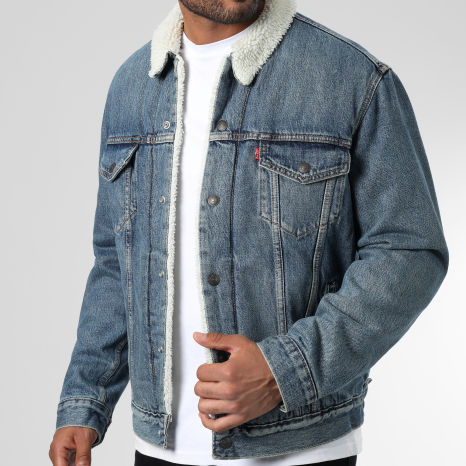 Levi's - Chaqueta vaquera Sherpa Trucker III Cuello 16365 Azul Denim