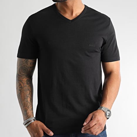 BOSS - Lot De 3 Tee Shirts Col V Classic 50475285 Blanc Noir Gris Chiné