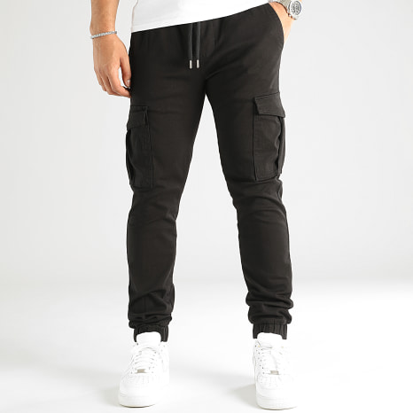 LBO - 2713 Pantaloni cargo neri dal taglio regolare