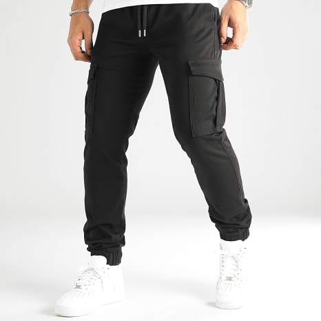 LBO - 2713 Pantaloni cargo neri dal taglio regolare