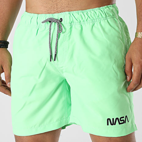 NASA - Short De Bain Worm Logo 2 Vert Fluo Noir