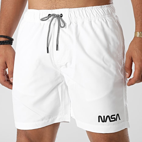 NASA - Short De Bain Worm Logo 2 Blanc Noir