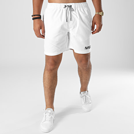 NASA - Short De Bain Worm Logo 2 Blanc Noir