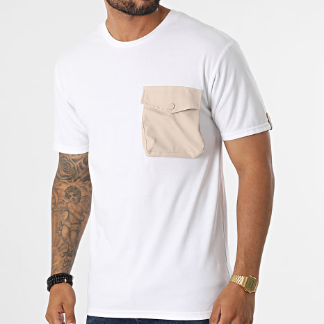 Fusional - Tee Shirt Poche T8814 Blanc Beige